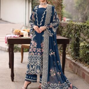 KAHF Dhanak Suit – Luxury Embroidered 3 Piece